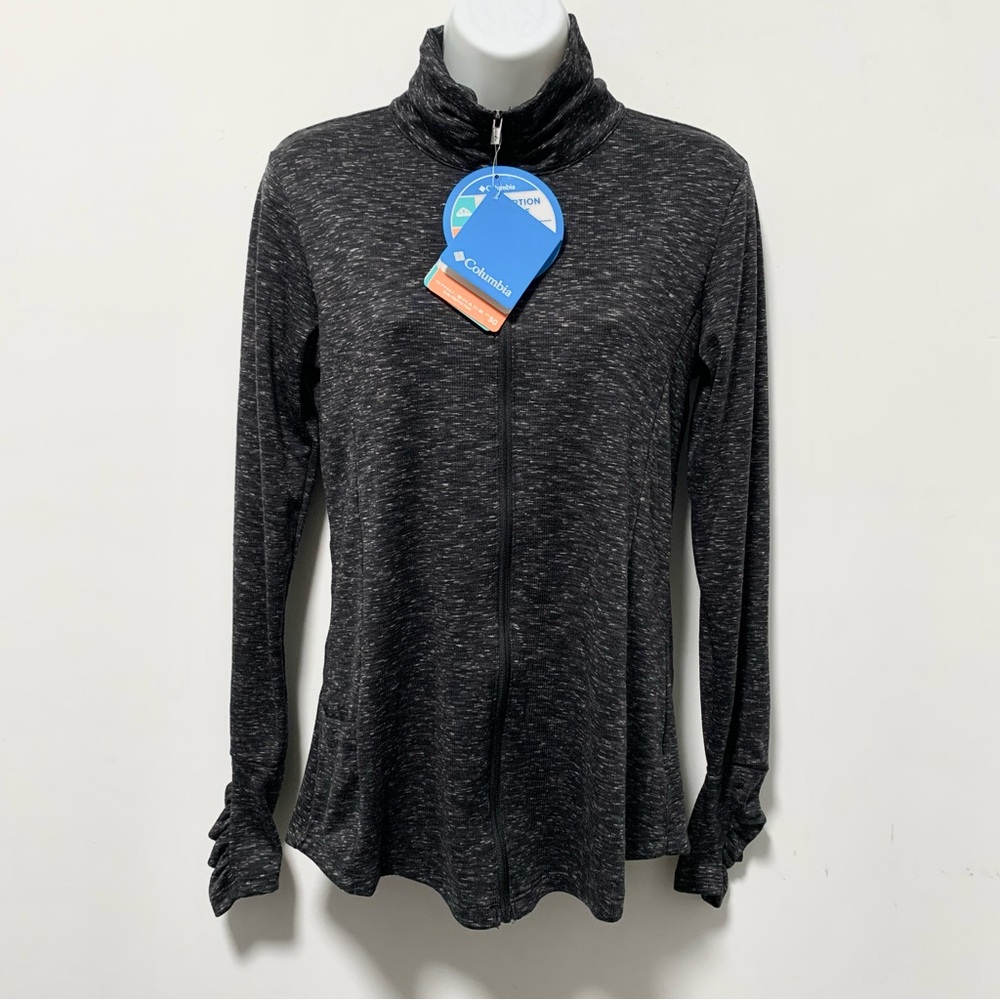 Columbia Women's Charcoal Full-Zip  Ruched Long Sleeve Size M NWT.